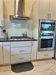 Beautiful gas range with hood, wall oven and microwave